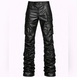 Smoke Rise Men's Stacked Flare Cargo Pants - Black